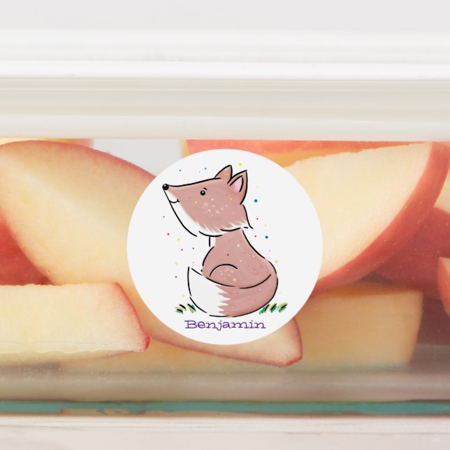 Cute baby fox cartoon illustration labels (Affixed)