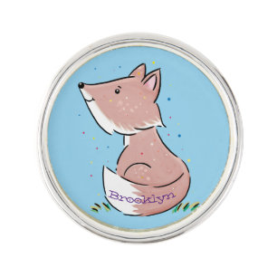 Cute baby fox cartoon illustration lapel pin