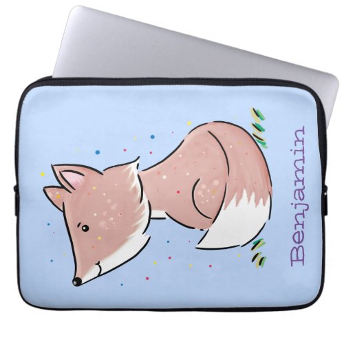 Cute baby fox cartoon illustration laptop sleeve