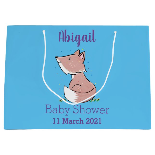 Cute baby fox cartoon illustration  large gift bag (Front)