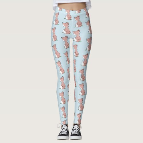 Cute baby fox cartoon illustration leggings