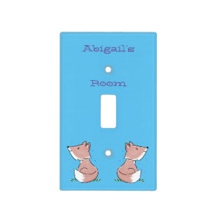 Cute baby fox cartoon illustration light switch cover