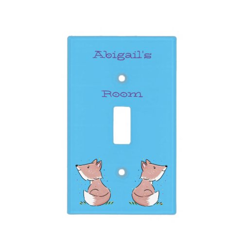 Cute baby fox cartoon illustration light switch cover