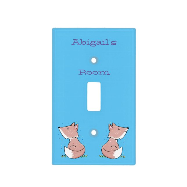 Cute baby fox cartoon illustration light switch cover (Front)