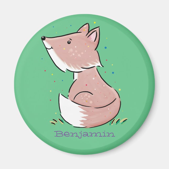 Cute baby fox cartoon illustration magnet (Front)