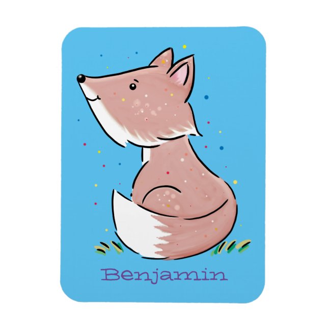 Cute baby fox cartoon illustration magnet (Vertical)