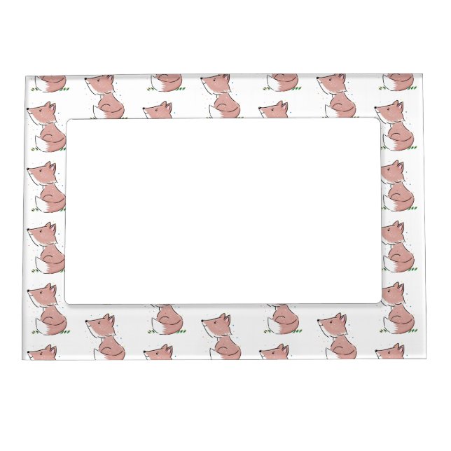 Cute baby fox cartoon illustration magnetic frame (Front)