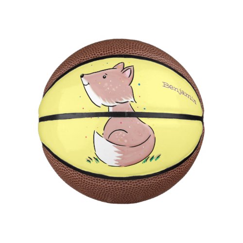 Cute baby fox cartoon illustration mini basketball