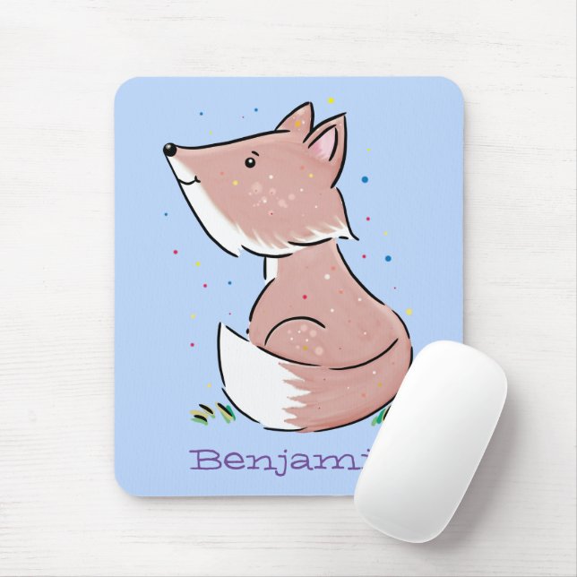 Cute baby fox cartoon illustration mouse pad (With Mouse)