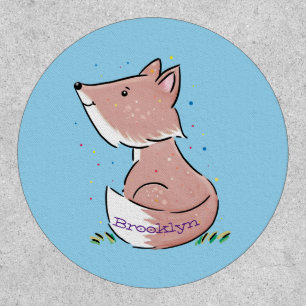 Cute baby fox cartoon illustration patch
