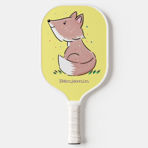 Cute baby fox cartoon illustration pickleball paddle