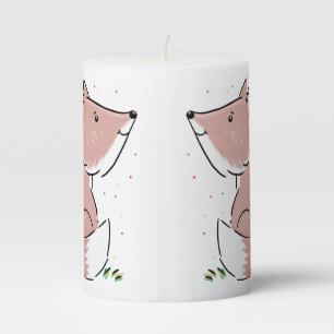 Cute baby fox cartoon illustration pillar candle