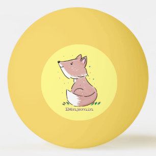 Cute baby fox cartoon illustration ping pong ball