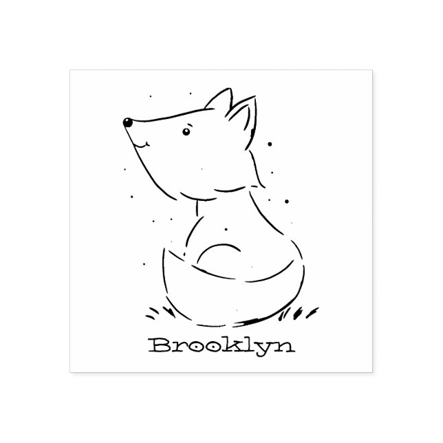 Cute baby fox cartoon illustration rubber stamp (Imprint)