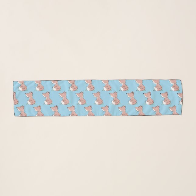 Cute baby fox cartoon illustration scarf (Front (Horizontal))