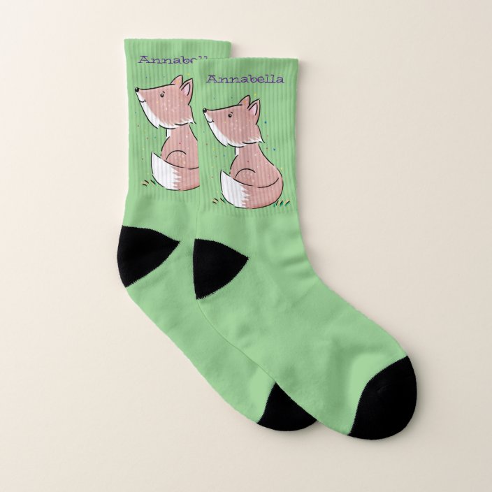 Cute baby fox cartoon illustration socks | Zazzle.com