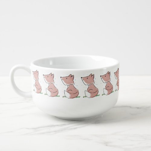 Cute baby fox cartoon illustration soup mug