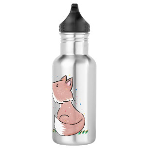 Cute baby fox cartoon illustration stainless steel water bottle