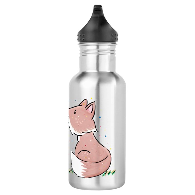 Cute baby fox cartoon illustration stainless steel water bottle (Right)