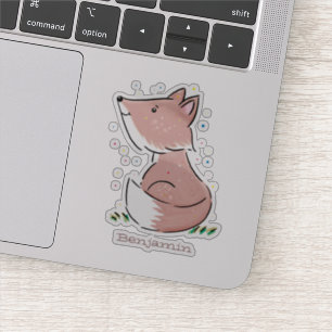 Cute baby fox cartoon illustration sticker