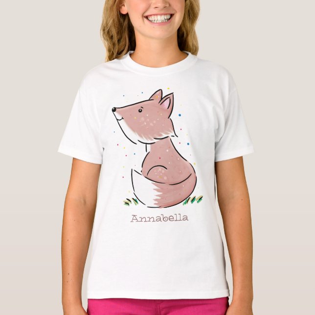 Cute baby fox cartoon illustration T-Shirt (Front)
