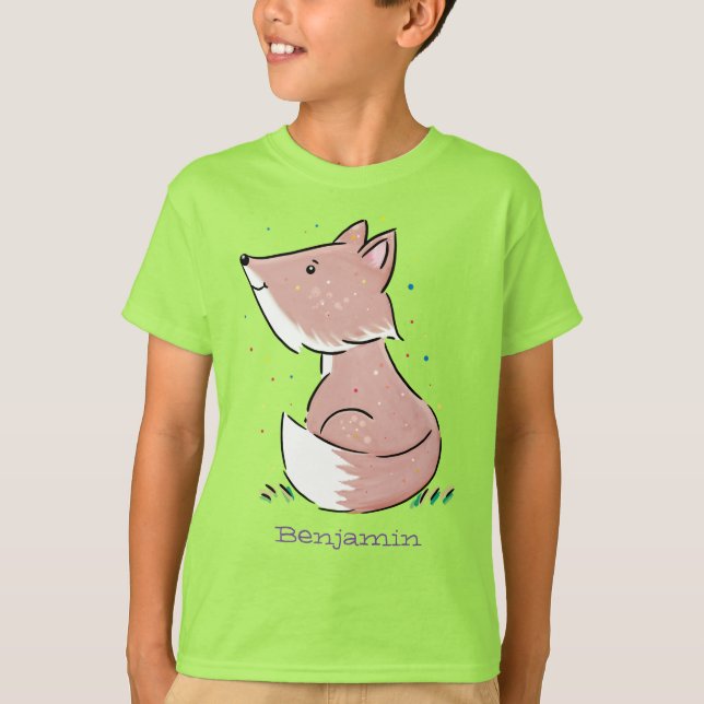 Cute baby fox cartoon illustration T-Shirt (Front)