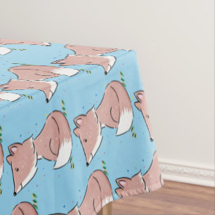 Cute baby fox cartoon illustration tablecloth