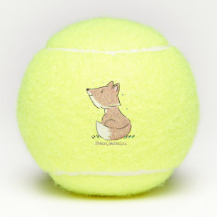 Cute baby fox cartoon illustration tennis balls