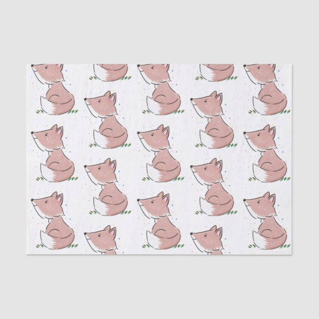 Cute baby fox cartoon illustration tissue paper (Front)