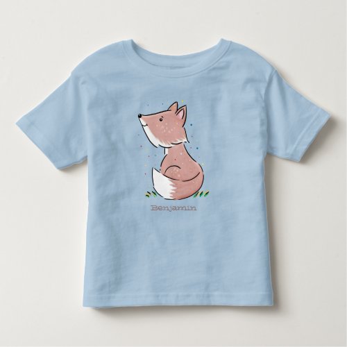 Cute baby fox cartoon illustration toddler t_shirt