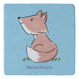 Cute baby fox cartoon illustration trivet