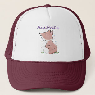 Cute baby fox cartoon illustration trucker hat