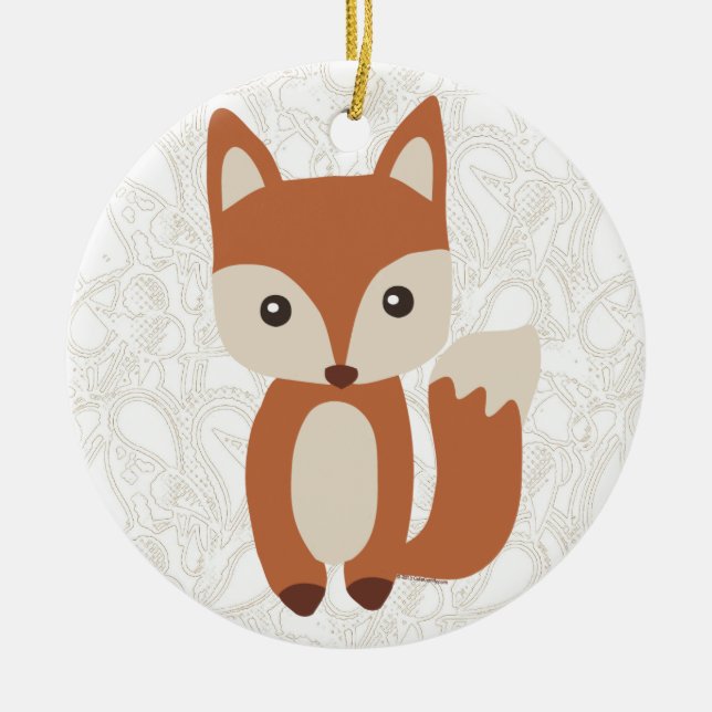 Cute Baby Fox Ceramic Ornament (Front)