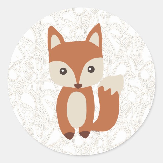 Cute Baby Fox Classic Round Sticker (Front)