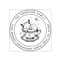 Cute Baby Fox Curled up in Teacup Return Address