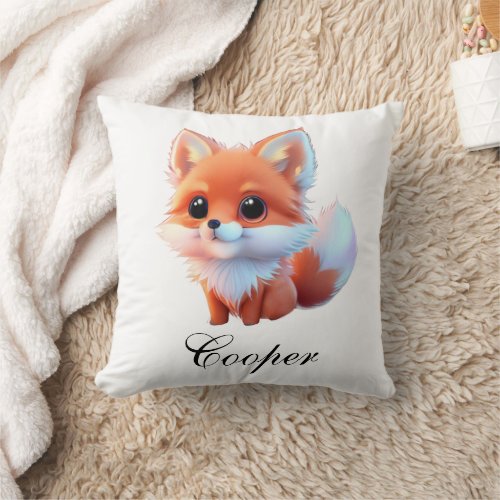 Cute baby fox Forest woodland friends Throw Pillow