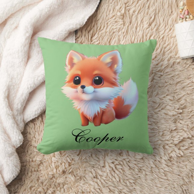 Cute baby fox Forest woodland friends Throw Pillow (Blanket)