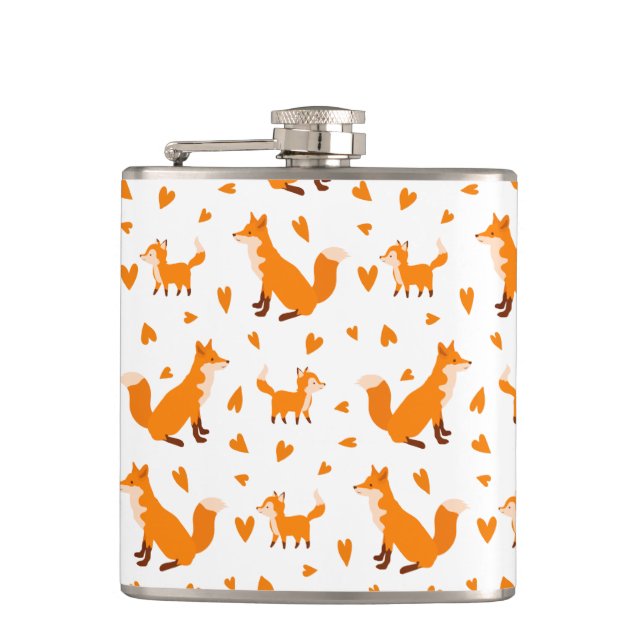 Cute Baby Fox Happy Mothers Day Wild Animal Flask (Front)