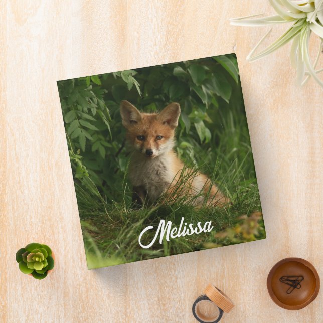 Cute Baby Fox in a Green Forest 3 Ring Binder (In Situ)