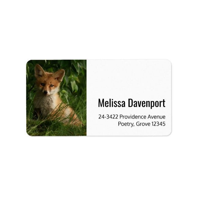 Cute Baby Fox in a Green Forest Address Label (Front)