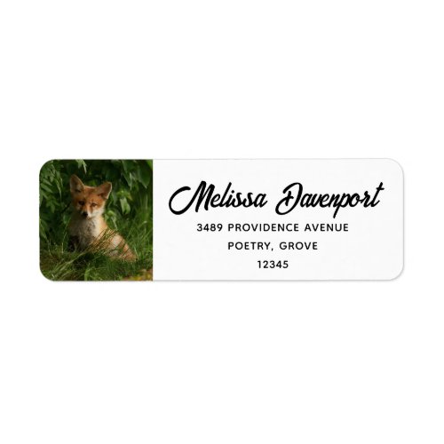 Cute Baby Fox in a Green Forest Address Label