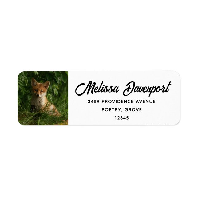Cute Baby Fox in a Green Forest Address Label (Front)