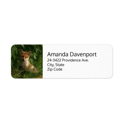 Cute Baby Fox in a Green Forest Address Label