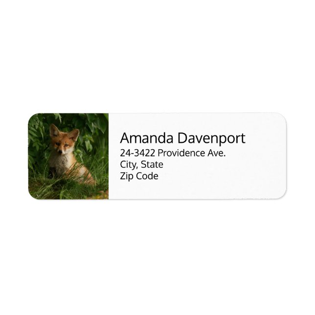 Cute Baby Fox in a Green Forest Address Label (Front)