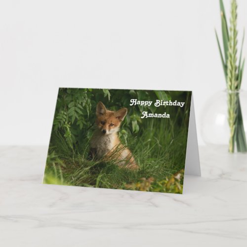 Cute Baby Fox in a Green Forest Birthday