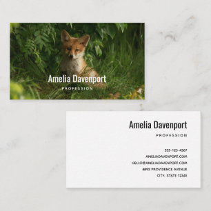 Cute Baby Fox in a Green Forest Business Card