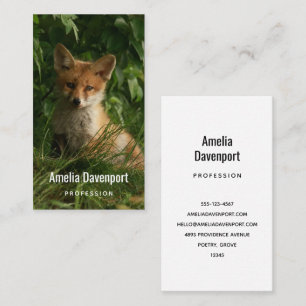 Cute Baby Fox in a Green Forest Business Card