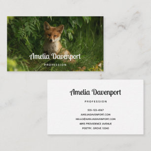 Cute Baby Fox in a Green Forest Business Card