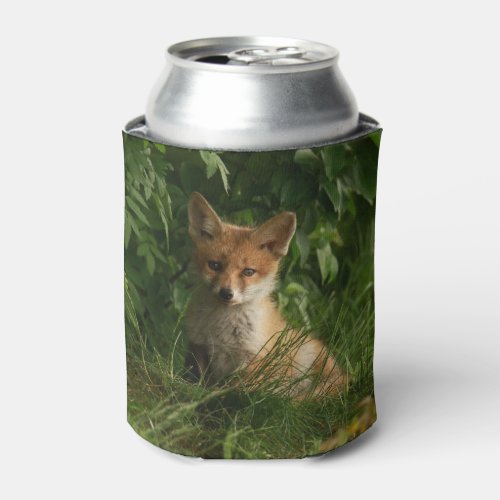 Cute Baby Fox in a Green Forest Can Cooler