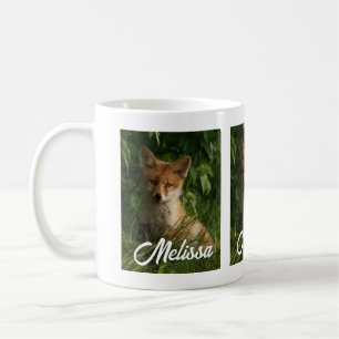 Cute Baby Fox in a Green Forest Coffee Mug